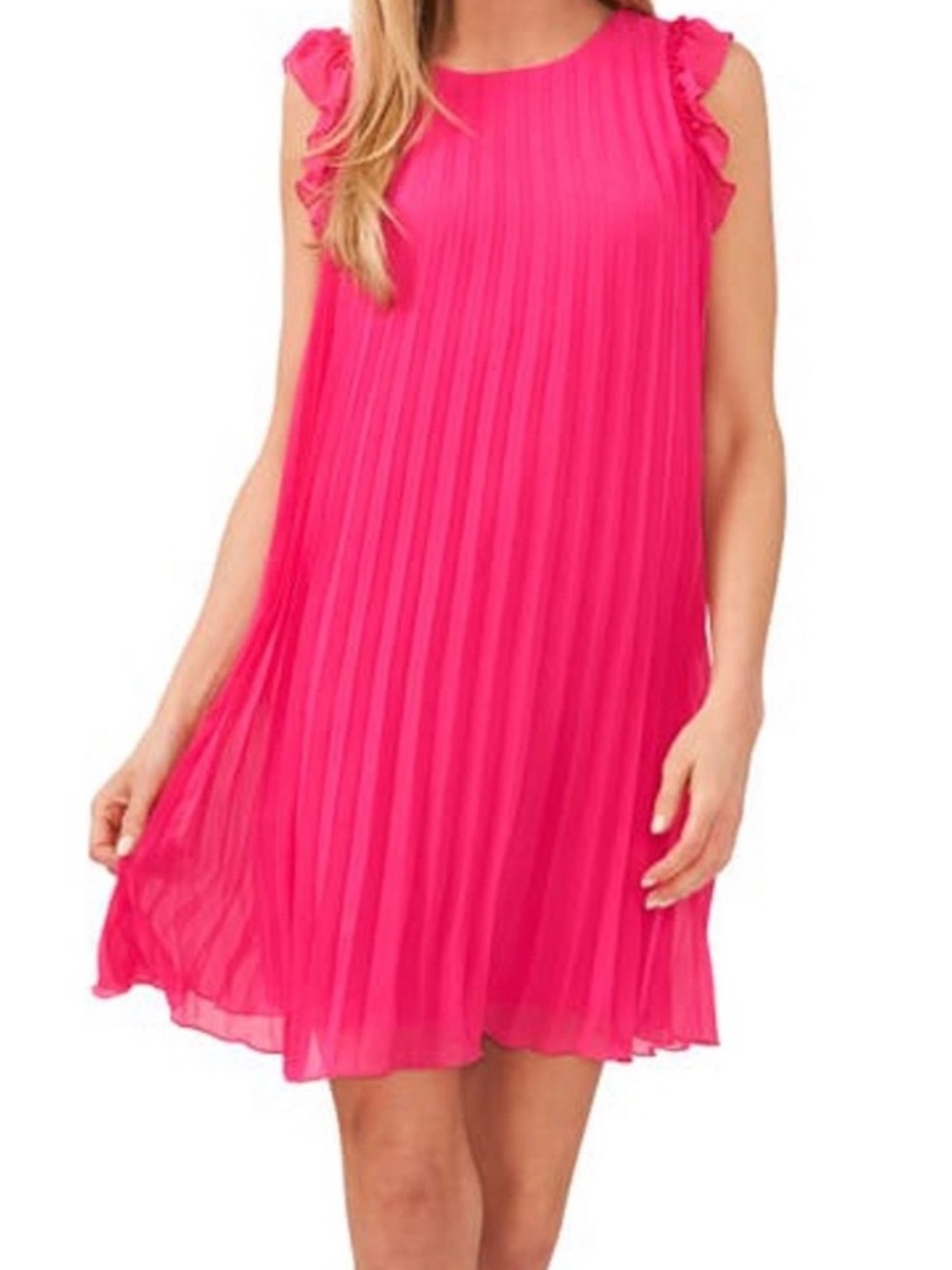 CeCe Bright Hot Pink Pleated Shift - Dress Size 1X